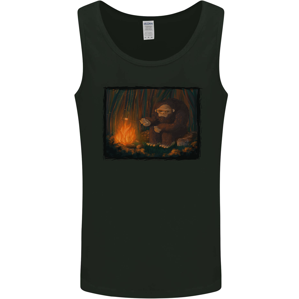 Bigfoot Camping and Cooking Marshmallows Mens Vest Tank Top