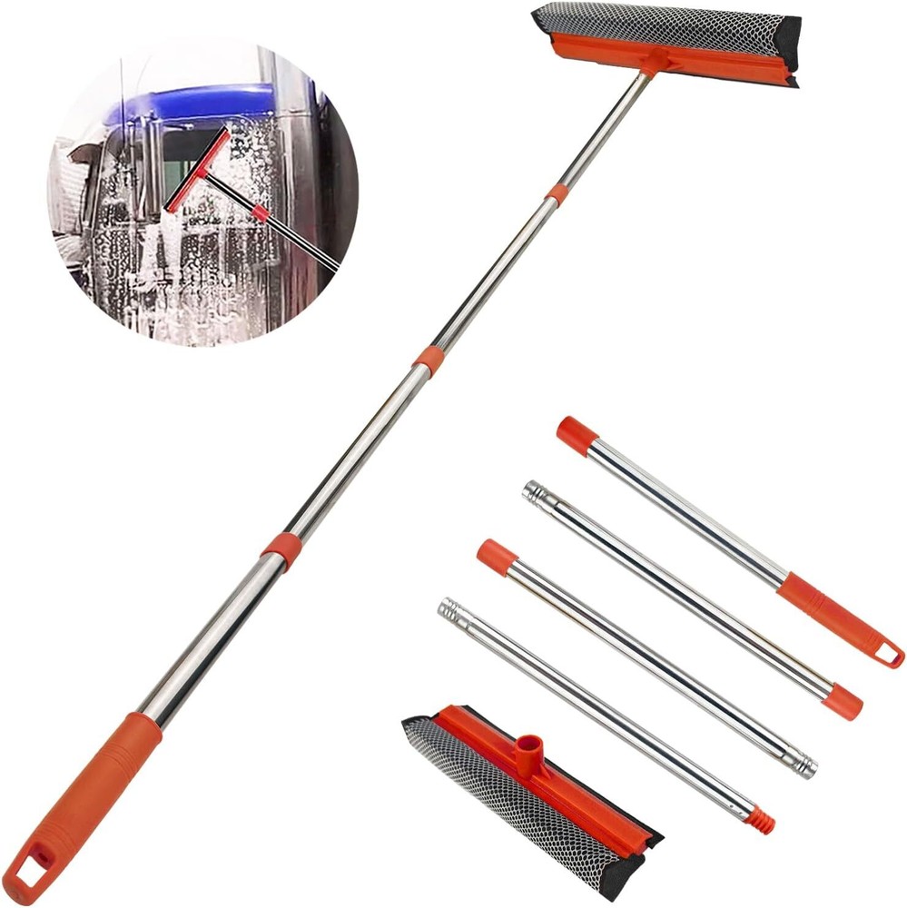 Professional Window Cleaning Kit 58 Inches Long Handle Squeegee Mop Cleaning Ne