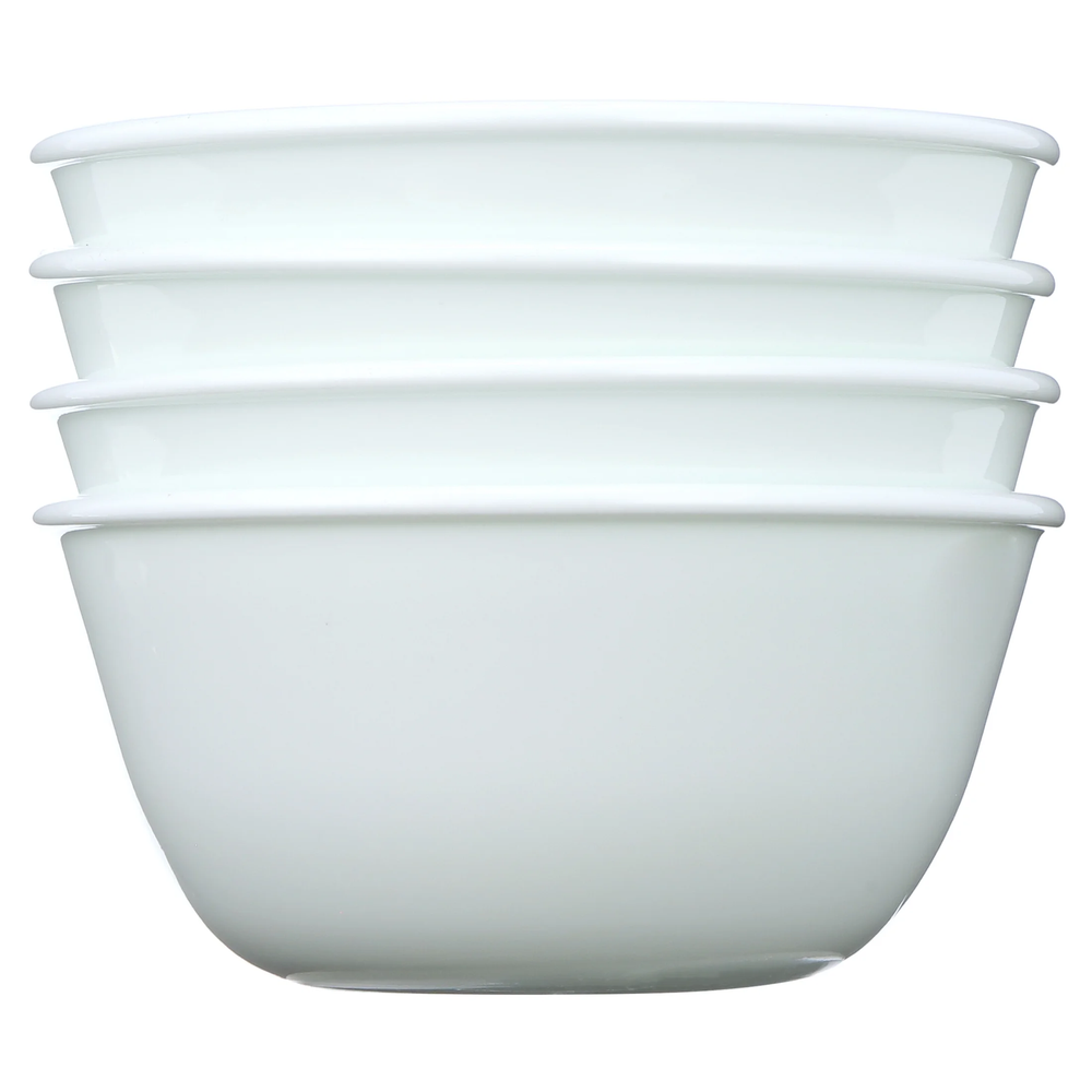 Set of 4 Frost White 12 Oz Glass Rice Bowls for Winter