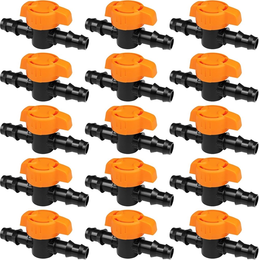1/2 Inch Drip Irrigation Barbed Valve, 15 Pcs Switch 17mm Valves-15P