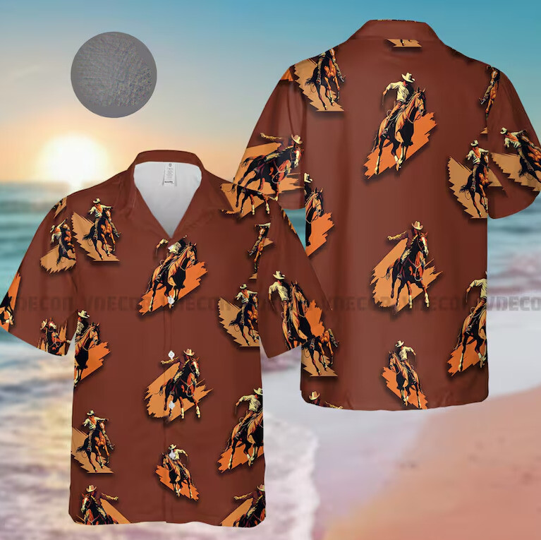 Cowboy Pattern 3D Hawaiian Shirt for Cowboy Lovers – Summer Aloha Shirt for Men and Women