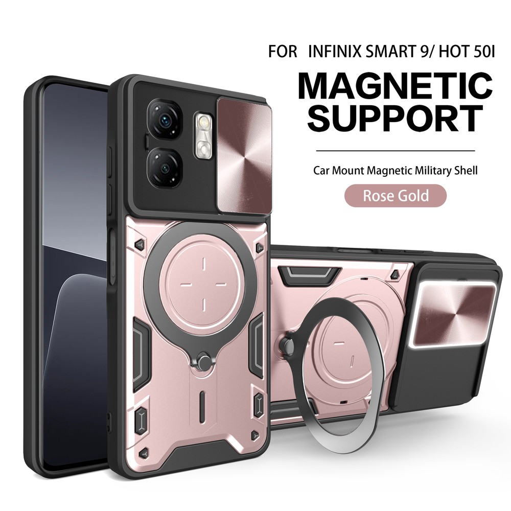 Magnetic Luxury Slide Lens Cover Case for Infinix Smart 9 with Camera Support