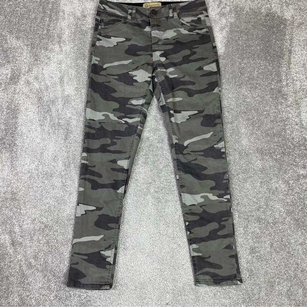Democracy Pants Womens 6 Gray Camo Skinny Mid-Rise Stretch Ab Technology Stretch