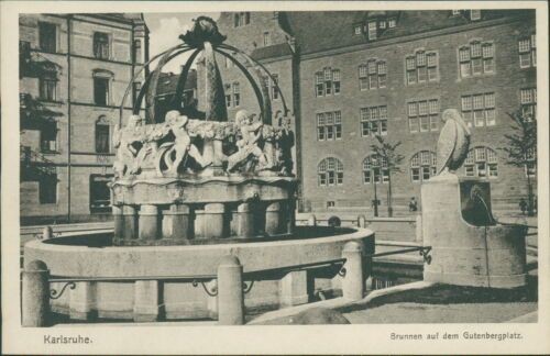 Postcard Karlsruhe Fountain on Gutenbergplatz (No.9350)