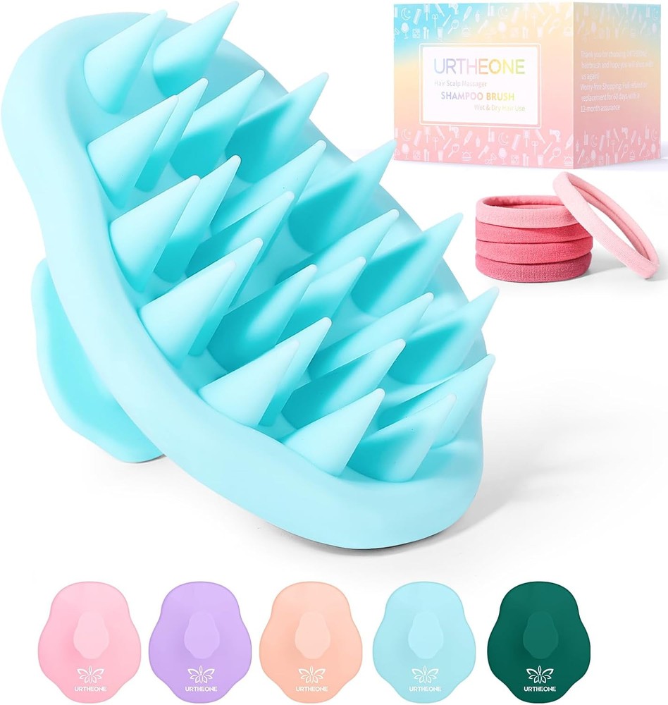 Scalp Massager Shampoo Brush for Hair Growth,Soft Silicone Cyan