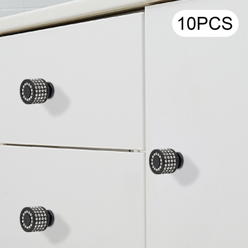 10 Packs Kitchen Cabinet Knobs Hardware Drawer Cupboard Handle Pulls Black Round
