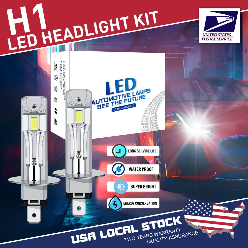 H1 LED Headlight Bulbs 21W 8000LM High Low Beam Super Bright White Light