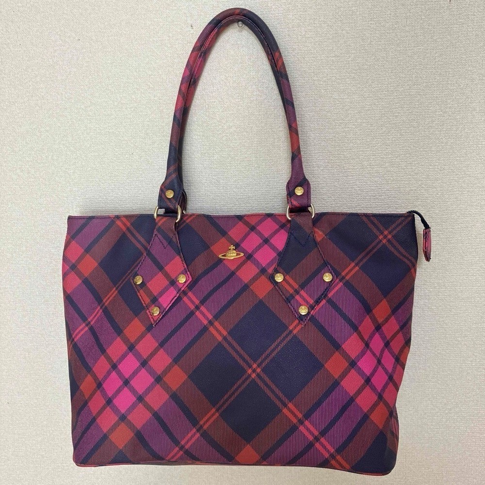 Vivienne Westwood Hand Bag Tote Bag Orb Tartan Check Women's Multicolor USED