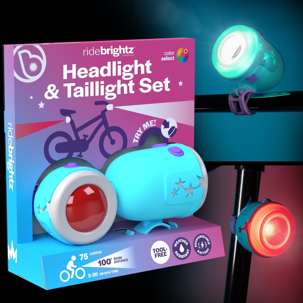 Rechargeable LED Bike Headlight and Tail Light Set by RideBrightz