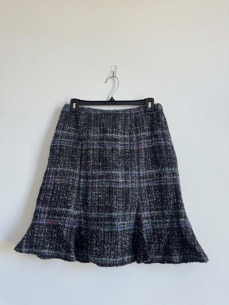 Jones New York Black Wool Tweed Tulip Skirt Womens Size 6 Excellent Preowned
