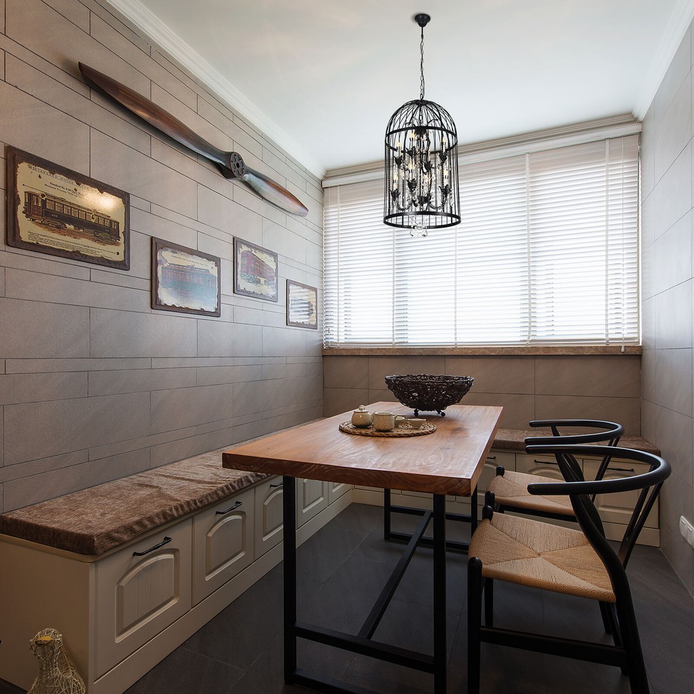 Vintage Birdcage Pendant Hanging Lamp Chandelier 8-light Crystal Ceiling Light