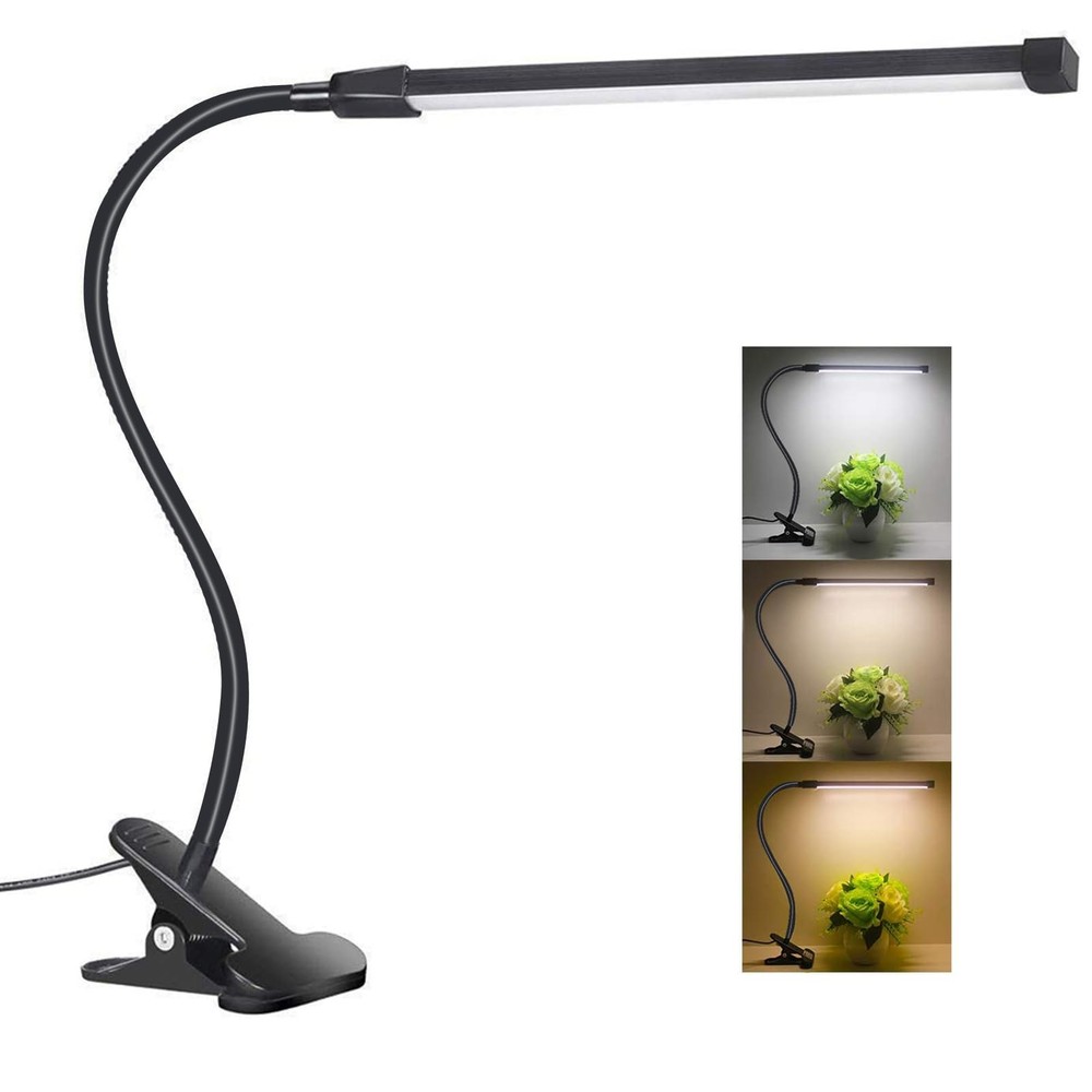 Clip On Light Small Desk Lamp with Clamp 3 Color Modes 10 Brightness Dimmable...