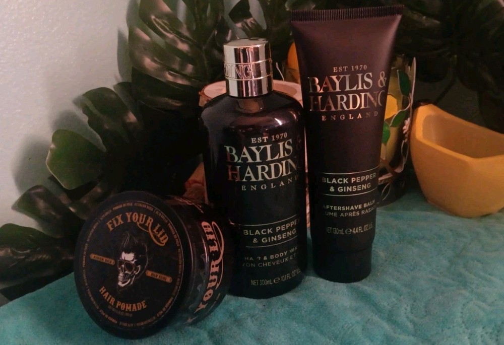 NEW FULL SIZE Baylis & Harding England Bath Duo & Fix Your Lid Pomade 3 Pc Set