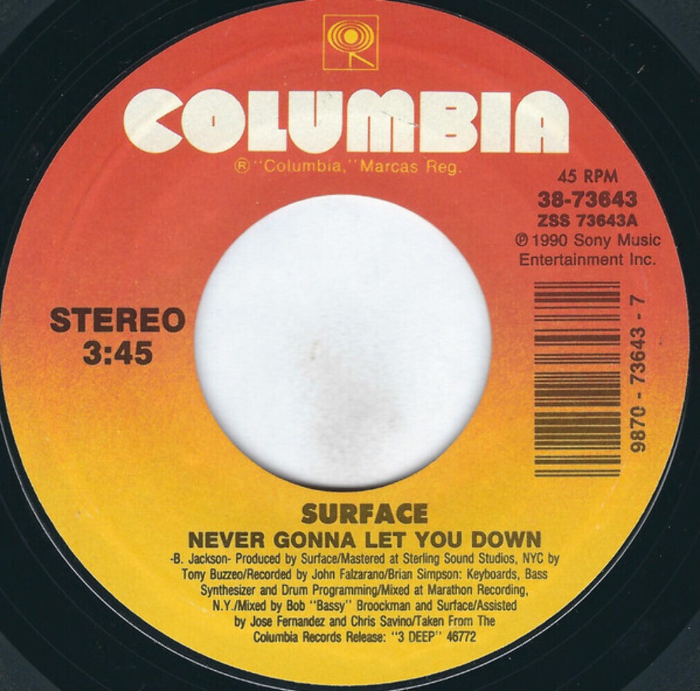 Surface - Never Gonna Let You Down - Columbia - 38-73643 - 7