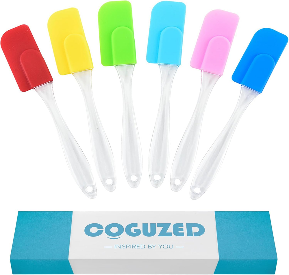 Coguzed 6 Piece Mini Silicone Spatula Set, Small Rubber Spatulas Handle, Heat Re