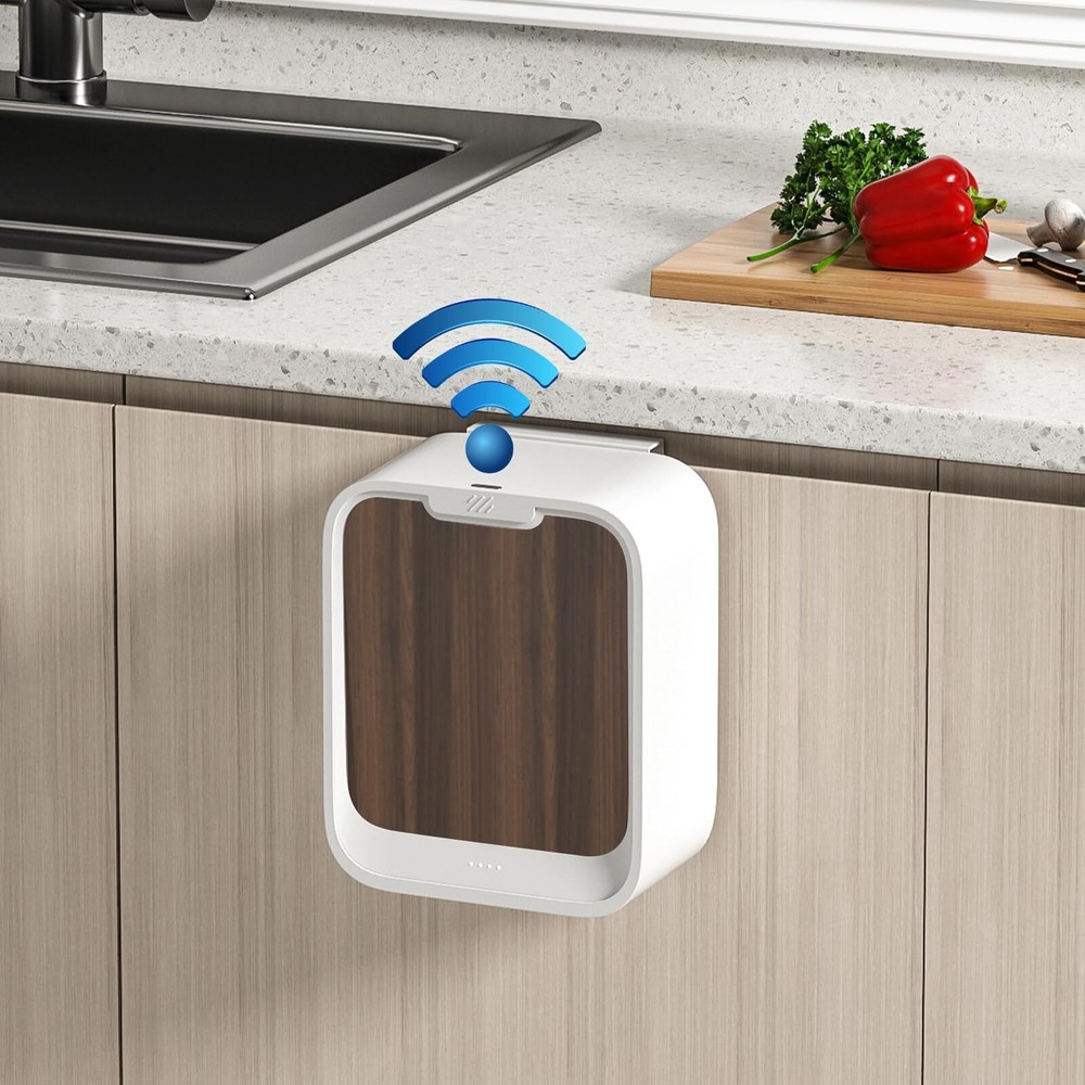 Hanging Trash Can, 2 Gallon Motion Sensor Waste Bin Wall Mounted Smart Sensor...