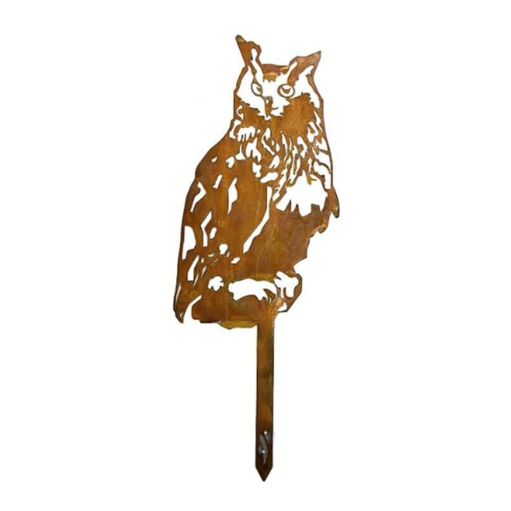 Corten Steel Owl Garden Ornament for Outdoor Lawn or Yard Decor