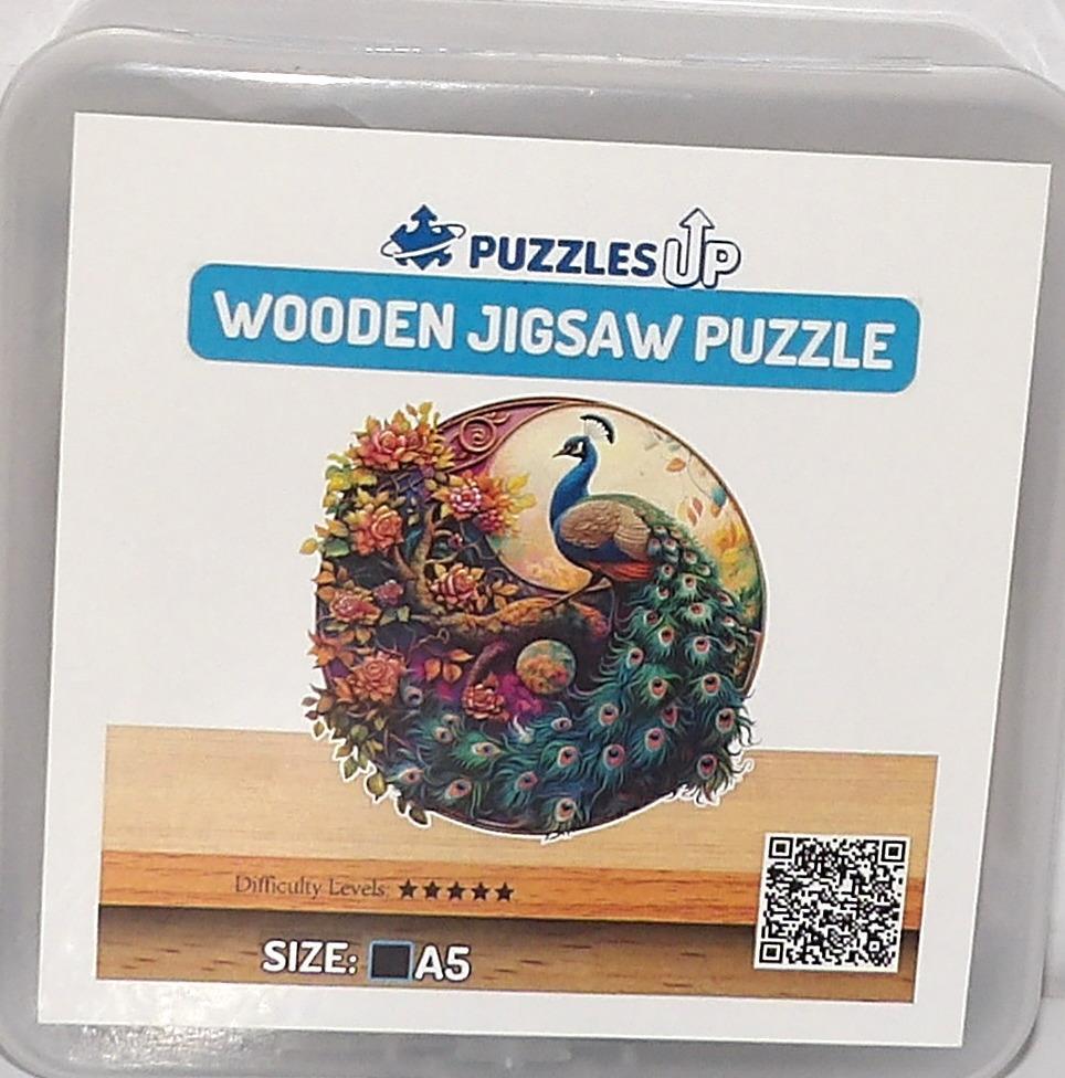 PuzzlesUP Wooden Jigsaw PEACOCK PUZZLE A5 Small 5.3