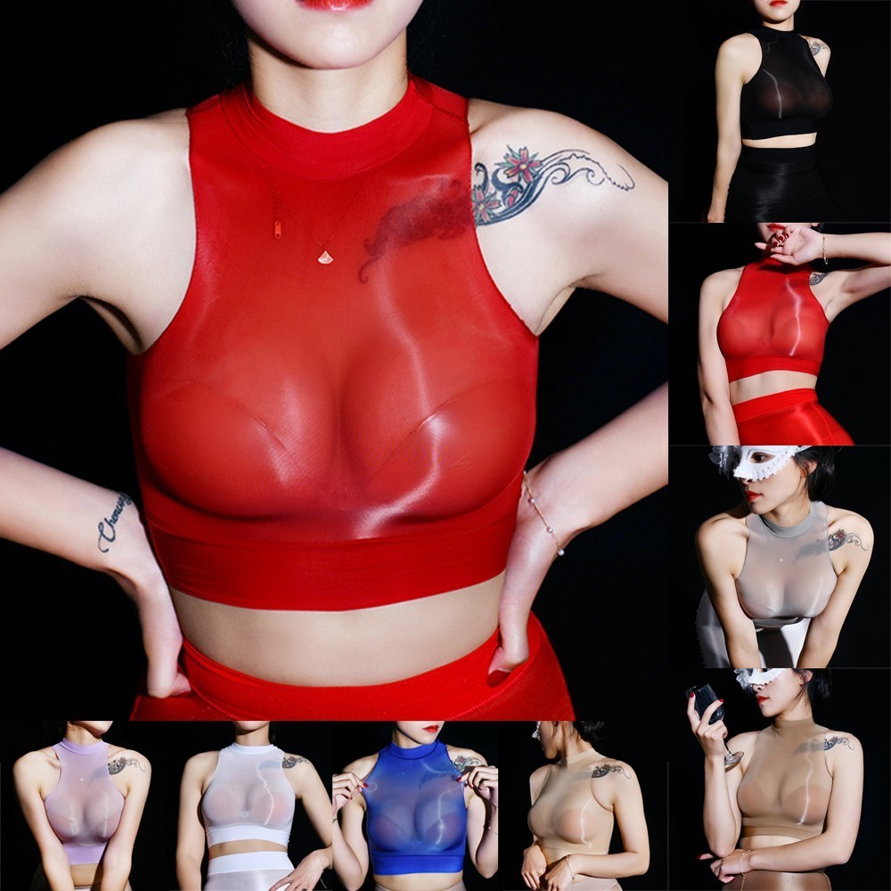 Sheer Mesh Crop Top Sexy Womens See Through Vest Tee Blouse US