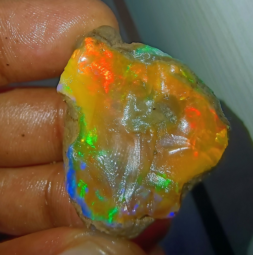 63 Ct Natural Ethiopian Fire Opal Rough Untreated Certified Gemstone SEE VIDEO
