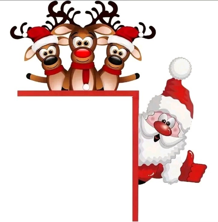 Santa Claus Reindeer Door Frame Decorations Door Corner Ornament  Christmas