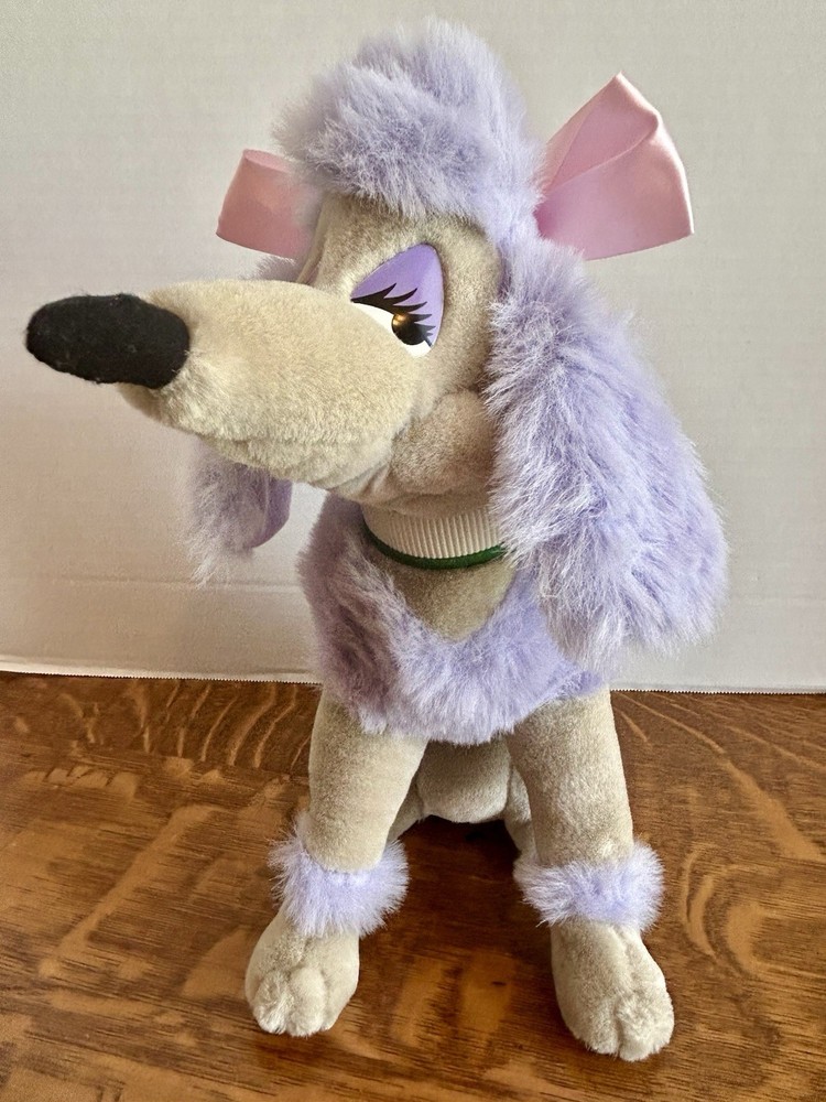 Vintage 1988 Disney Oliver & Company Georgette Purple Poodle Plush Dog 12 Inch