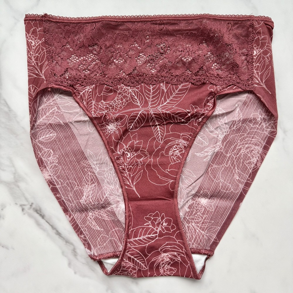 Soma Vanishing Edge Microfiber With Lace High-Leg Brief Panty Mystic Garden S/L