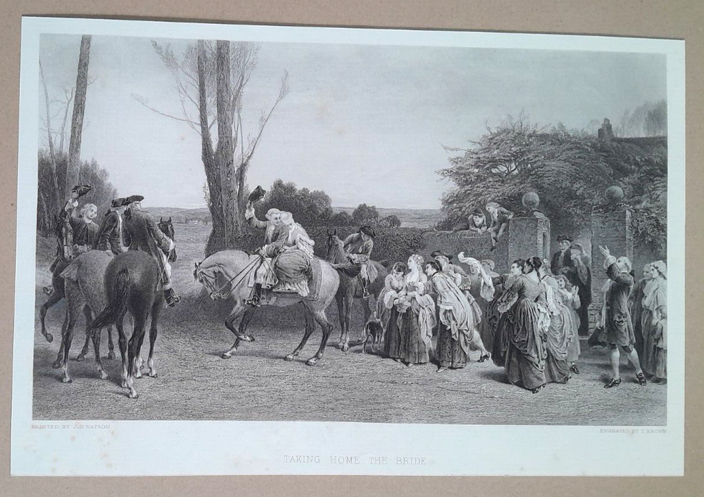 TAKING HOME THE BRIDE - By Watson - Victorian Print C1880s.