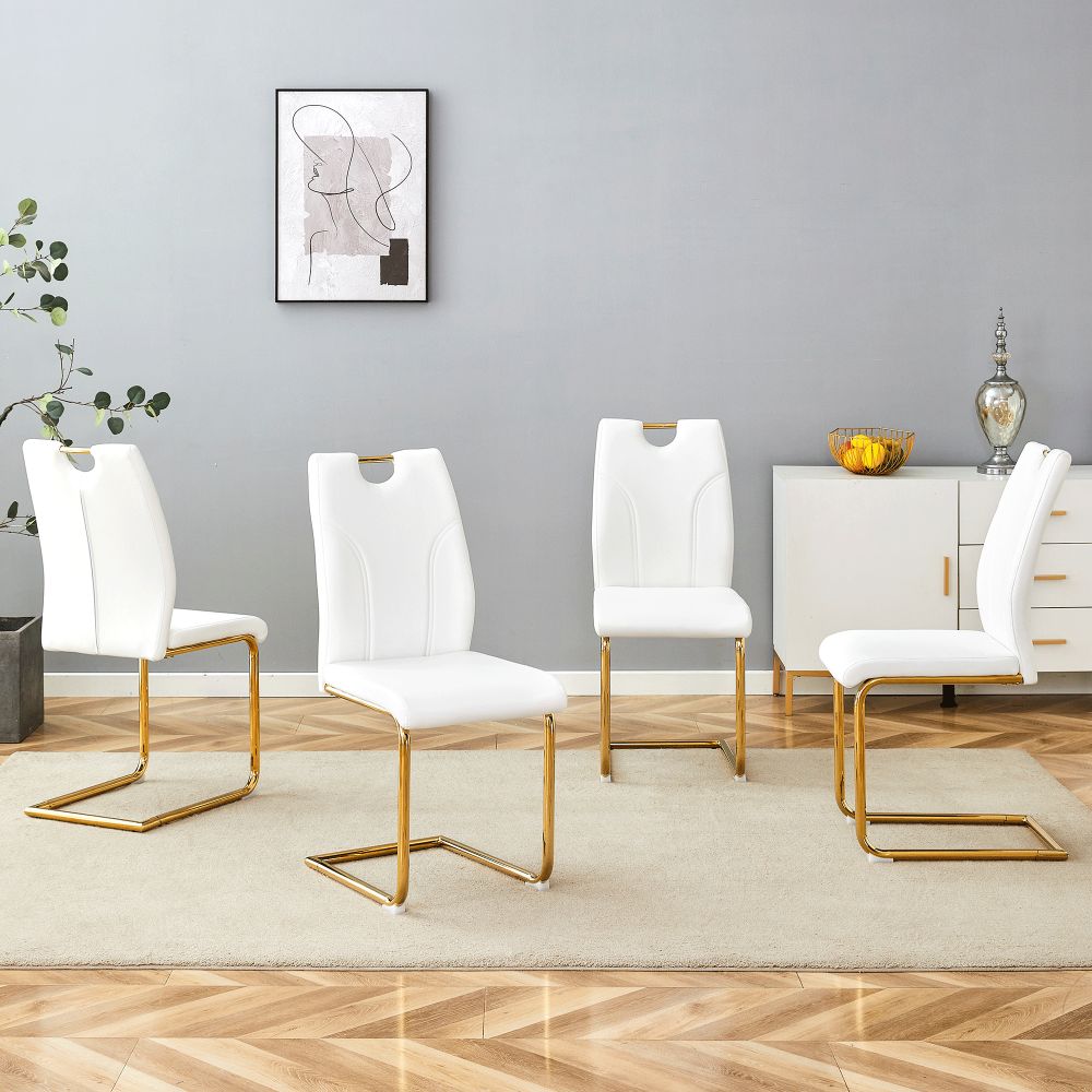 Pu Dining Chair Set Dining Chairs Paired W Gold Metal Chair Legs