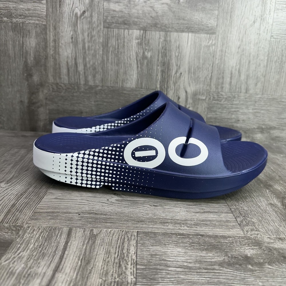 OOFOS 1500 OOahh Men's size 10/EURO 43 Navy Matrix Comfort Slides