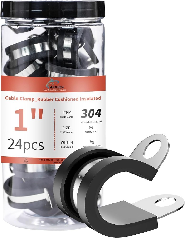 AKIHISA 24pcs 25.4mm Cable Clamps Assortment Kit, 1