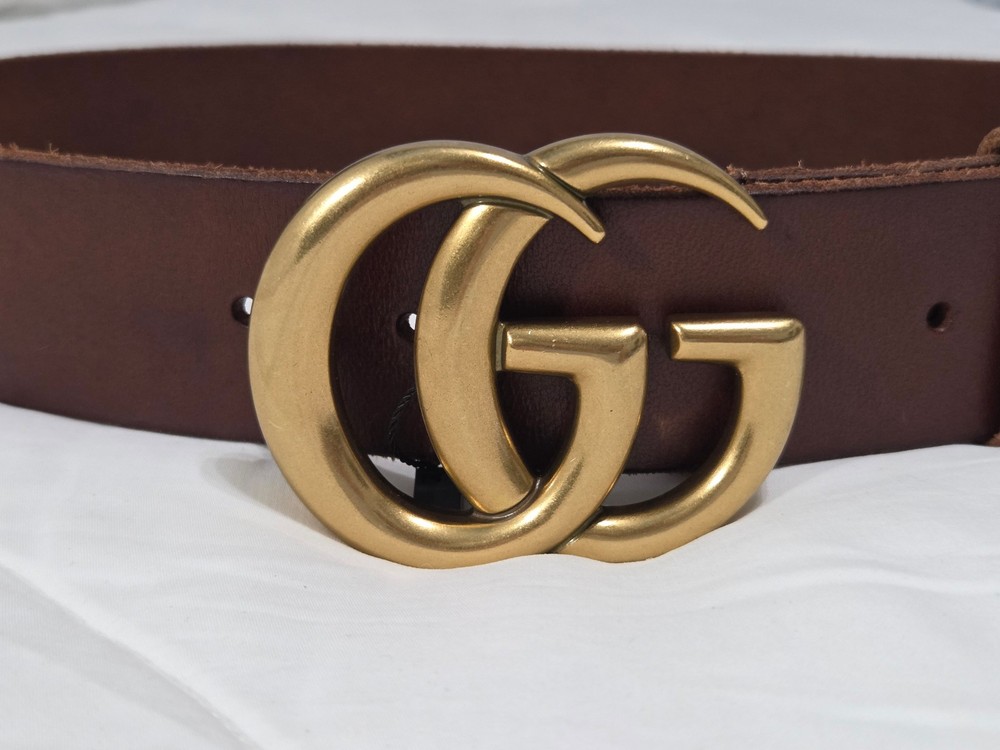Authentic Brown Leather Gucci Belt 1.5