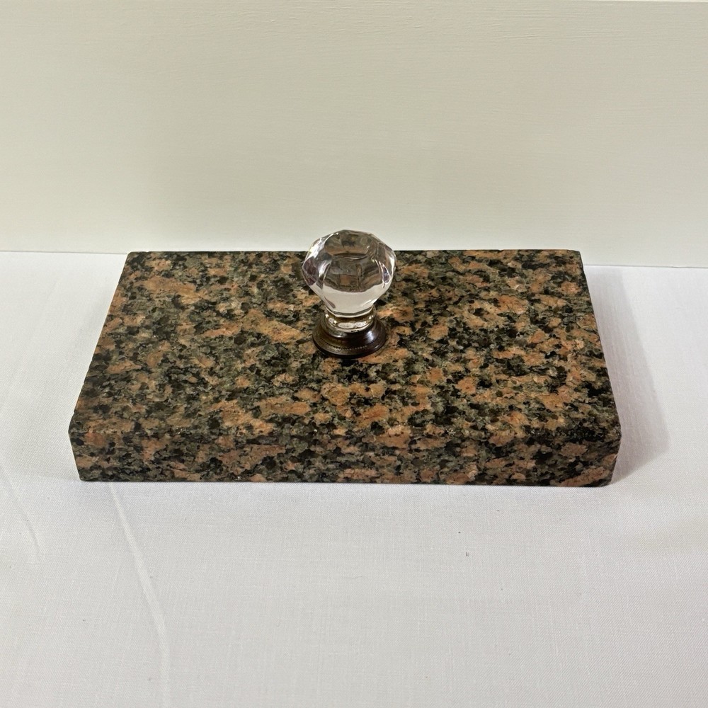 Polished Pink & Black Speckled Granite Lid with Glass Knob
