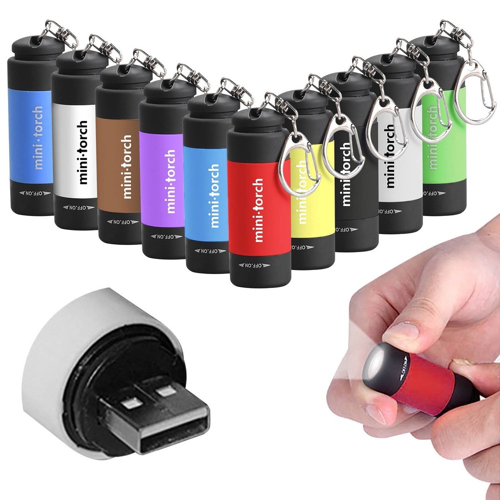 Mini-Torch 0.3W 25Lum USB Rechargeable LED Torch Night Flashlight With Keychain