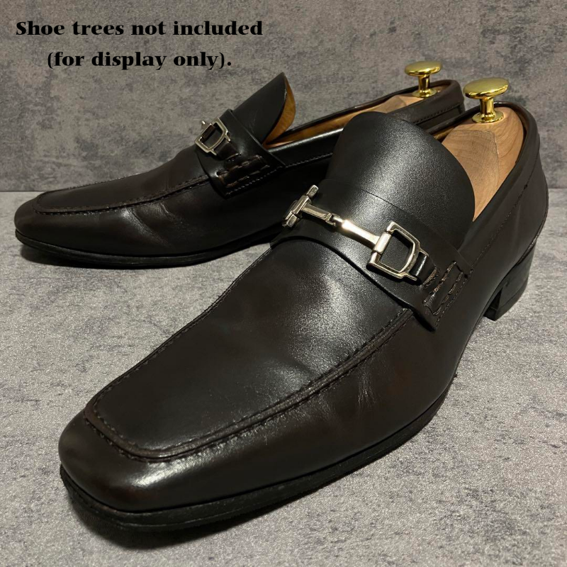 GUCCI Horsebit Loafers for Men Size 6.5–7 Brown Leather Slip-On Dress Shoes Made in Italy