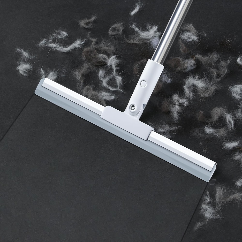 Silicone Rubber Floor Squeegee with Long Handle for Tile Grout Brick and Decks