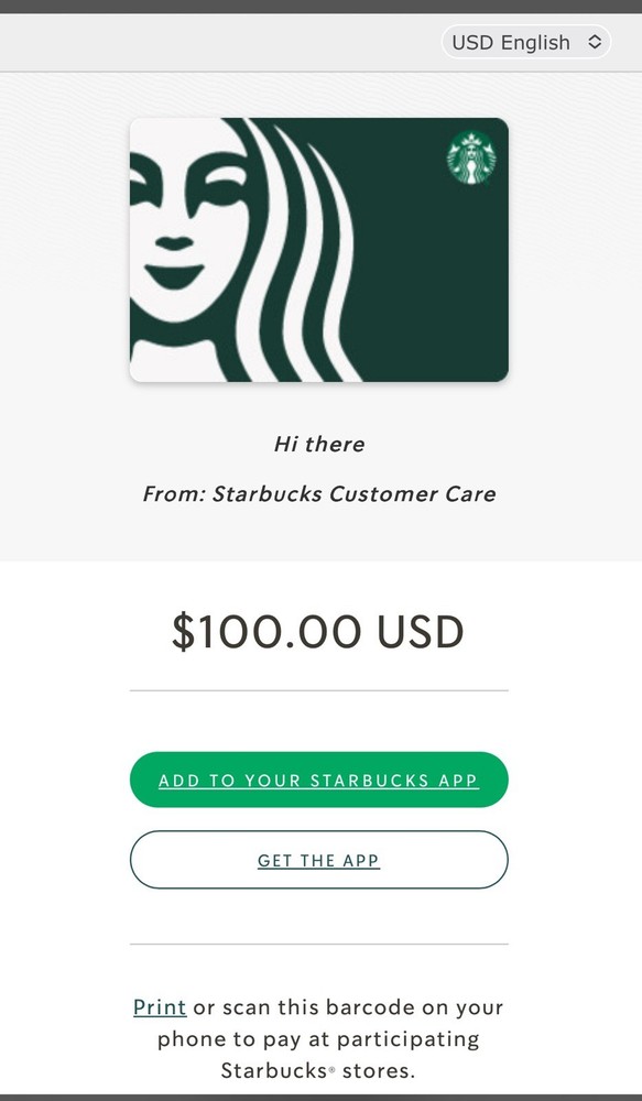 Starbucks eGift Card Digital Delivery Read Disclaimer-image