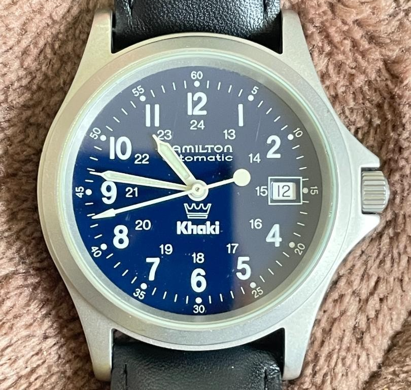 Hamilton Khaki King 9823 Automatic Dark Blue Dial Mens Watch JP