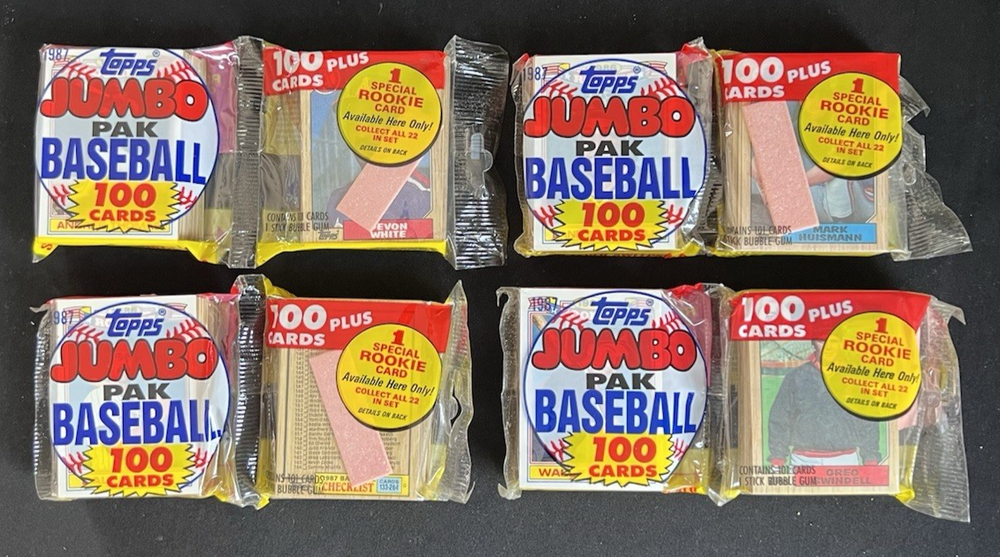 1987 Topps Baseball Jumbo Pack Lot of 4 Featuring Canseco Bonds McGwire Bo Jackson Rookies