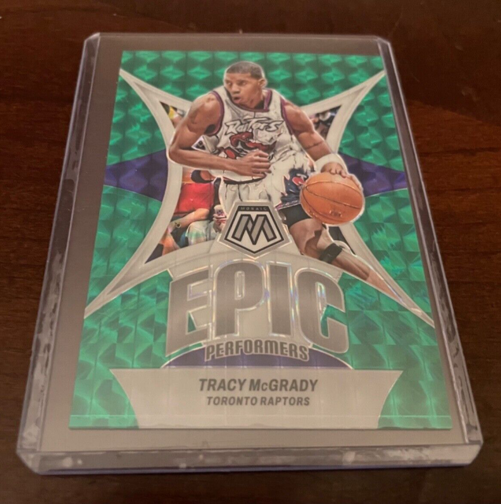 2023-24 Tracy McGrady Mosaic Prizm Green Holo SP Raptors Epic Performers