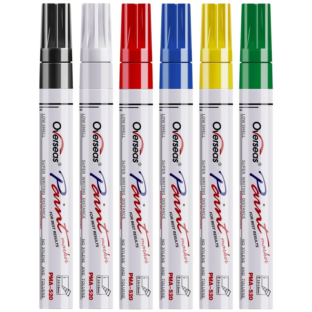 Paint Marker Pens - 6 Colors Permanent Oil Based Paint Markers, Medium Tip, Q...