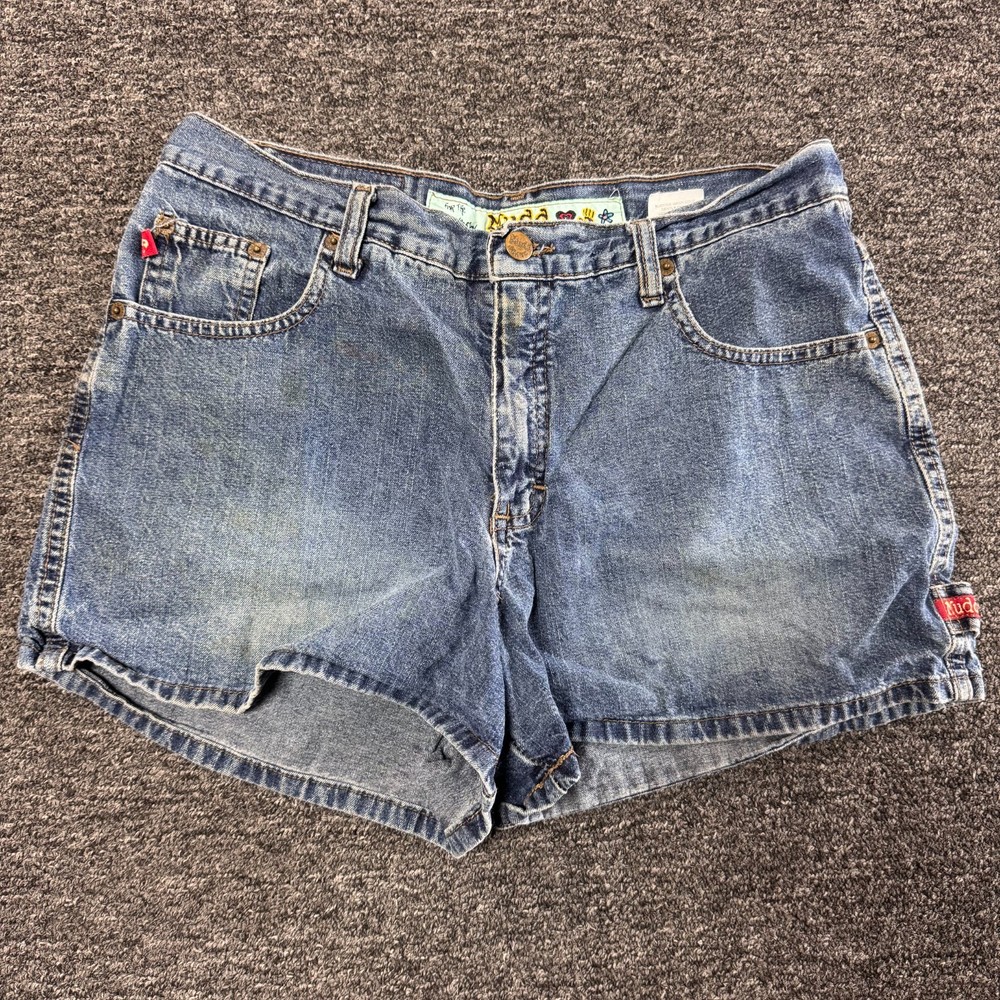 Vintage 2000s Y2K MUDD Denim Cargo Grunge Punk Shorts Womens Sz 11 Blue