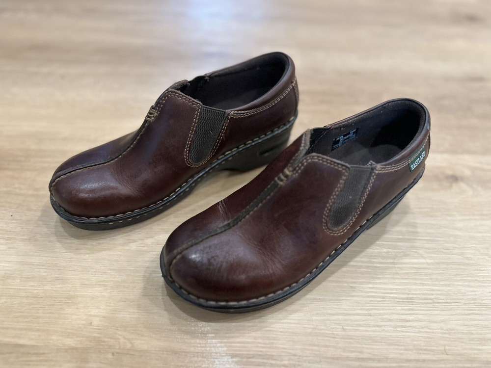 Eastland Cordovan Brown Split Toe Stitched Closed Back Clog Shoes Womens Size7.5