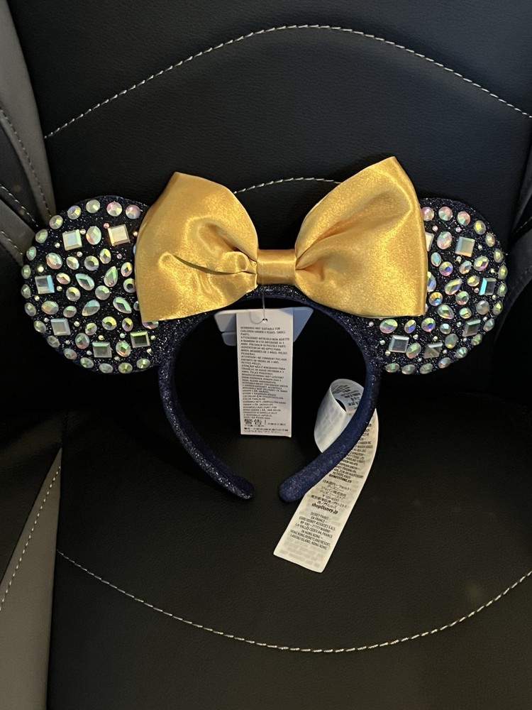 Disney World 50th Anniversary Mickey Ears Minnie Gold Bow Headband