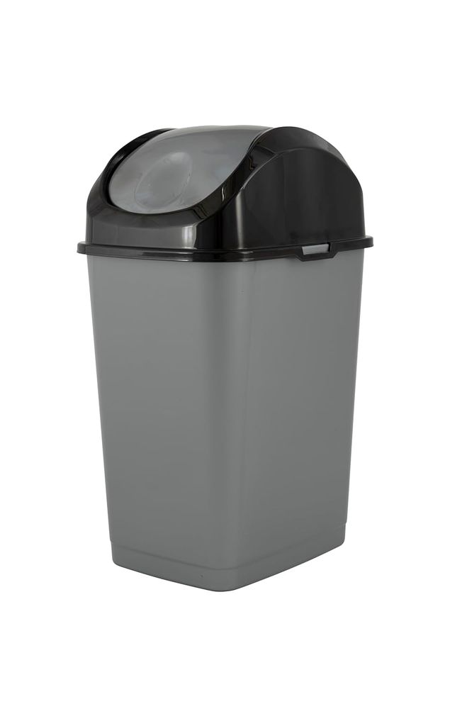 Small 2.5 Gallon Plastic Trash Can with Swing Top Lid, Waste Bin for Un