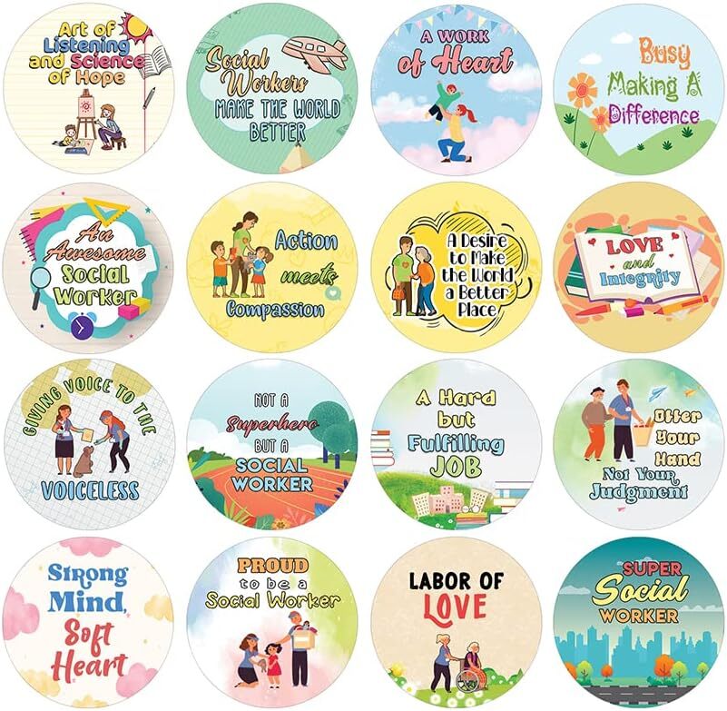 10 Sets of 16 Social Worker Stickers for Everyday Inspiration