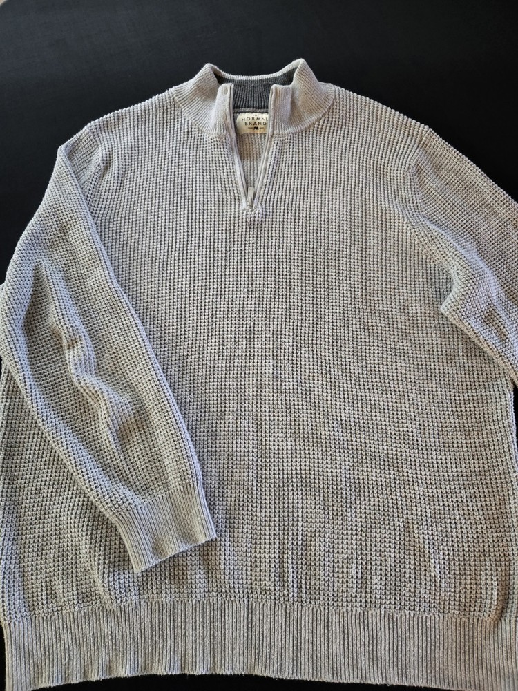Men's The Normal Brand 1/4 Zip Waffle Knit Zip Pullover Sweater Gray Sz XXL Golf