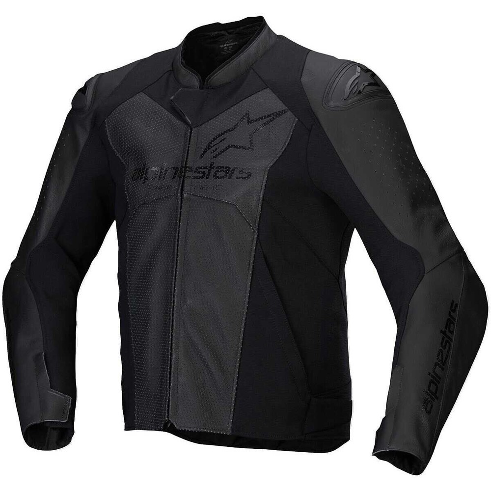 Alpinestars Faster V3 Airflow Leather Motorcycle Jacket - Black/Black 31036251100
