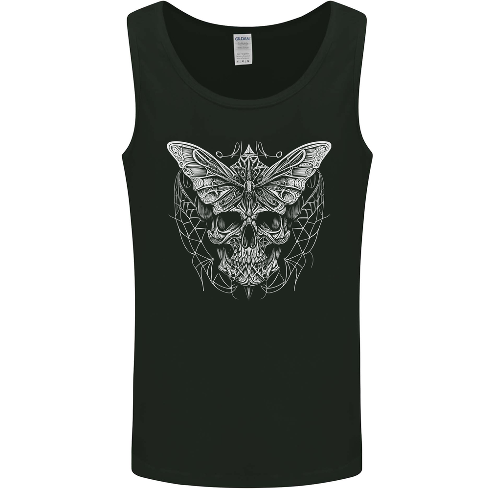 A White Moth Skull Mens Vest Tank Top