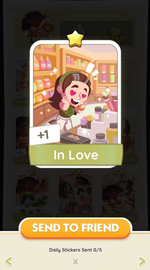 Monopoly Go - In Love - 1 Star Sticker (Set #3) Fast Delivery